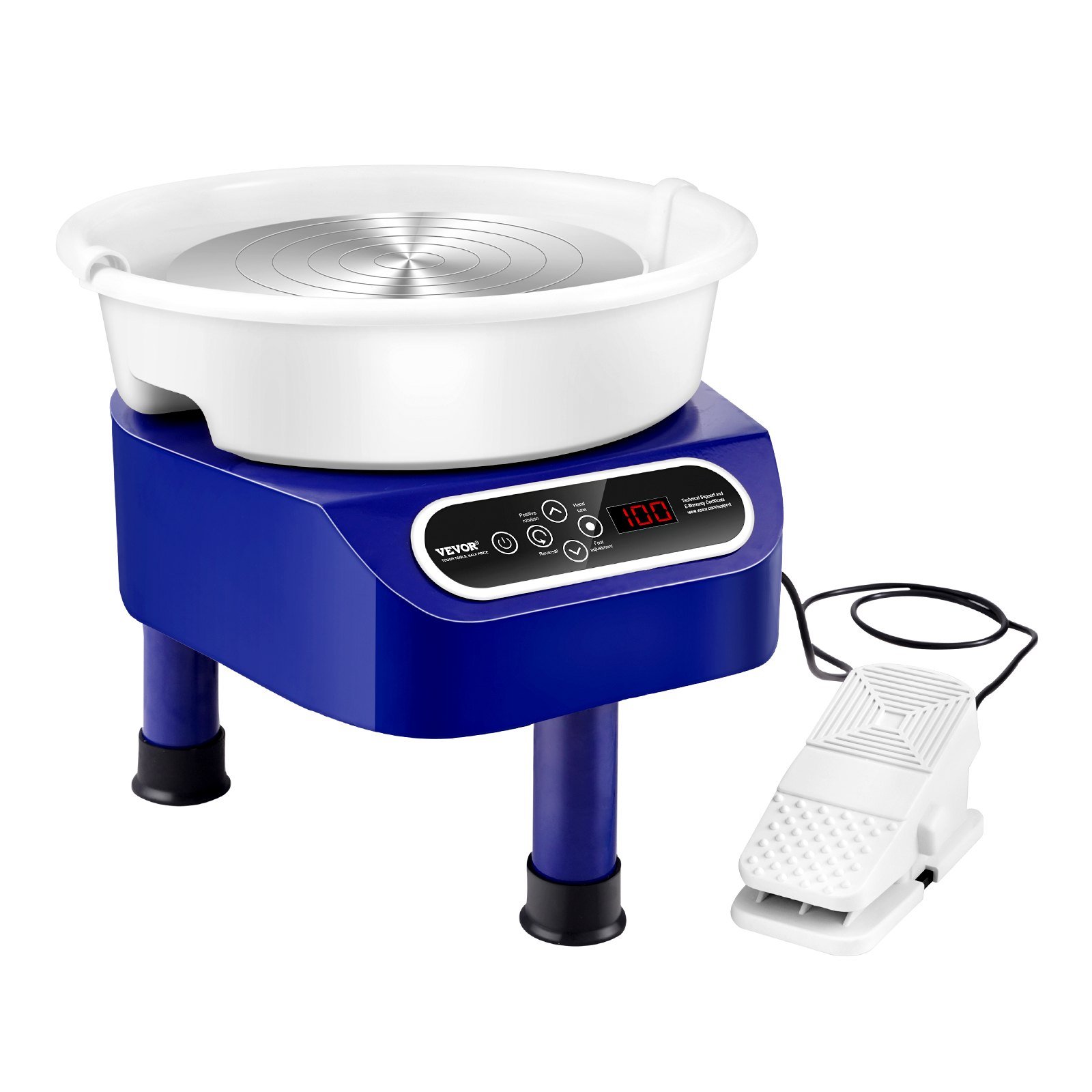 VEVOR Pottery Wheel 27.9 cm Ceramic Wheel Foot Pedal Touch Screen 450W 3 Legs Blue