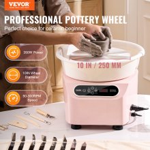VEVOR Pottery Wheel, 10 inch Pottery Forming Machine, 350W Electric Wheel for Pottery with Foot Pedal and LCD Touch Screen, Direct Drive Ceramic Wheel with Shaping Tools for DIY Art Craft, Pink