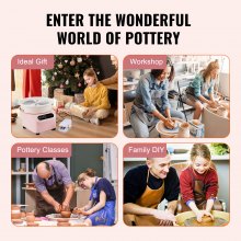 VEVOR Pottery Wheel, 10 inch Pottery Forming Machine, 350W Electric Wheel for Pottery with Foot Pedal and LCD Touch Screen, Direct Drive Ceramic Wheel with Shaping Tools for DIY Art Craft, Pink