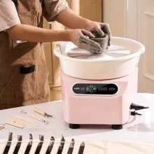 VEVOR Pottery Wheel, 11 inch Pottery Forming Machine, 350W Electric Wheel for Pottery with Foot Pedal and LCD Touch Screen, Direct Drive Ceramic Wheel with Shaping Tools for DIY Art Craft, Pink