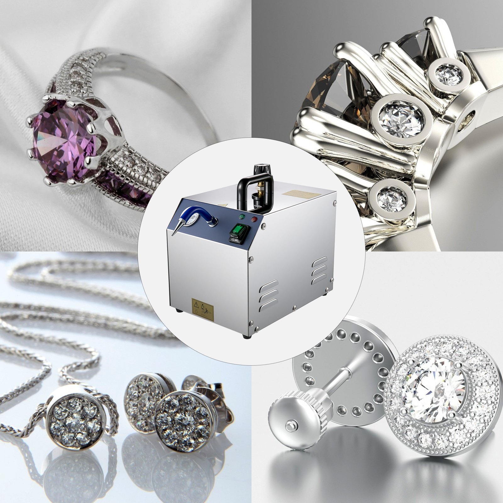 VEVOR Jewelry Steam Cleaner Machine 2L 1300W Jet Steam Cleaner Stainless Steel