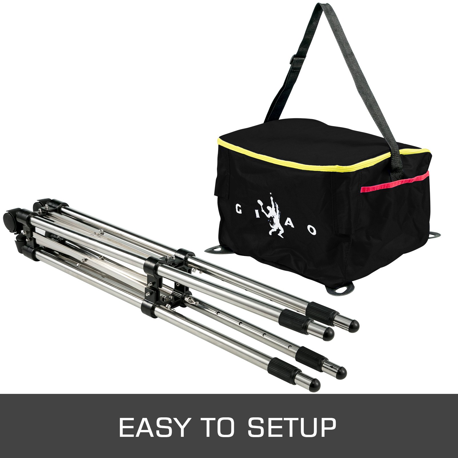 Teaching Ball Cart 160 Capacity Tennis Ball Basket Hopper With Blue Bag for Baseball Softball and Tennis