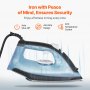 VEVOR Steam Iron 1700W Iron for Clothes Auto Shut-Off Self-Cleaning for Ironing