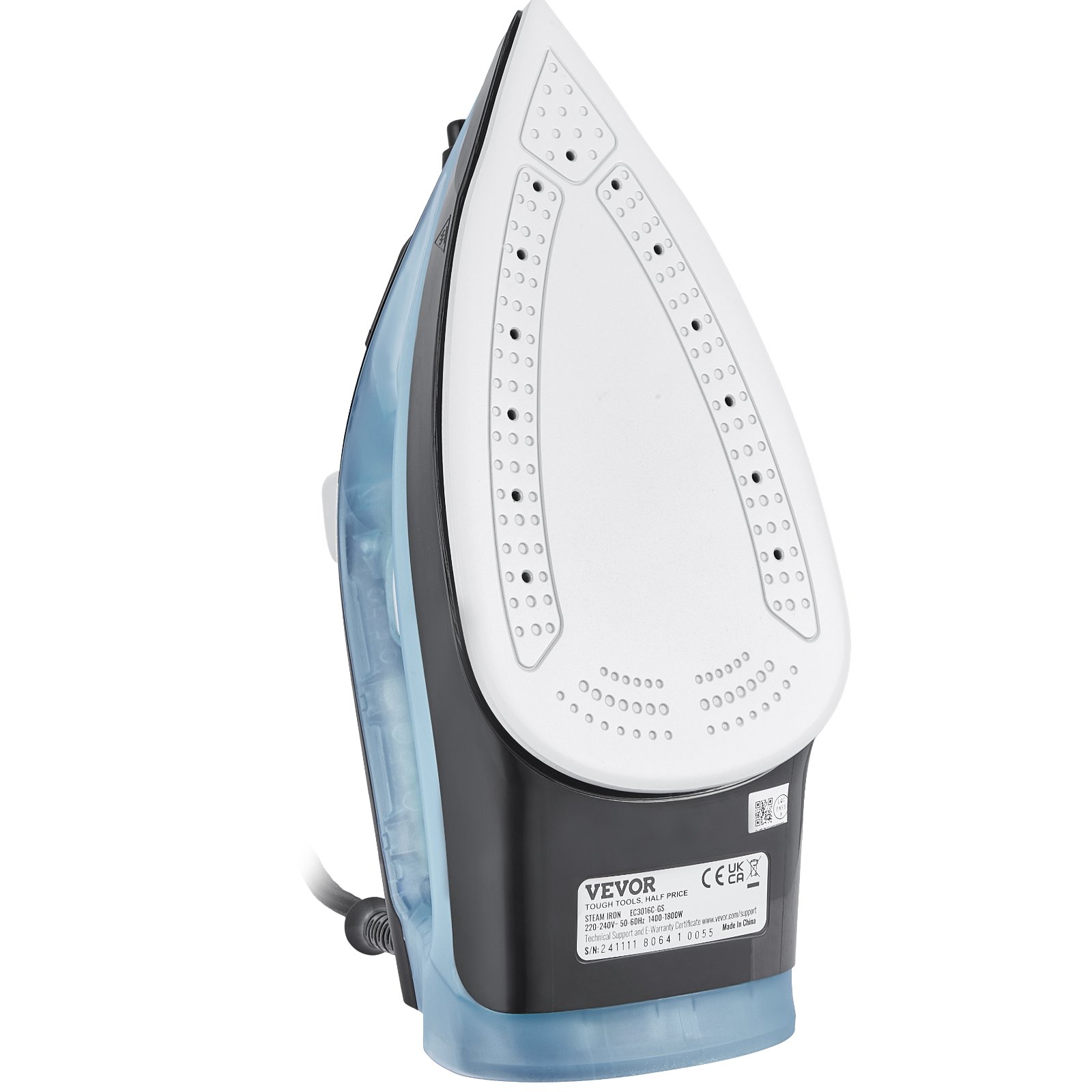 VEVOR Steam Iron, 1600W Iron for Clothes, Aluminum Alloy + PTFE Soleplate, Auto Shut-Off, Self-Cleaning, Four Temperature Settings, Quick Heating, Anti-Drip, Clothing Iron for Home Ironing Clothes