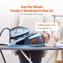 VEVOR Steam Station 1700W Steam Iron for Clothes with 1.8L Water Tank for Home