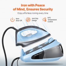 VEVOR Steam Station 1700W Steam Iron for Clothes with 1.8L Water Tank for Home