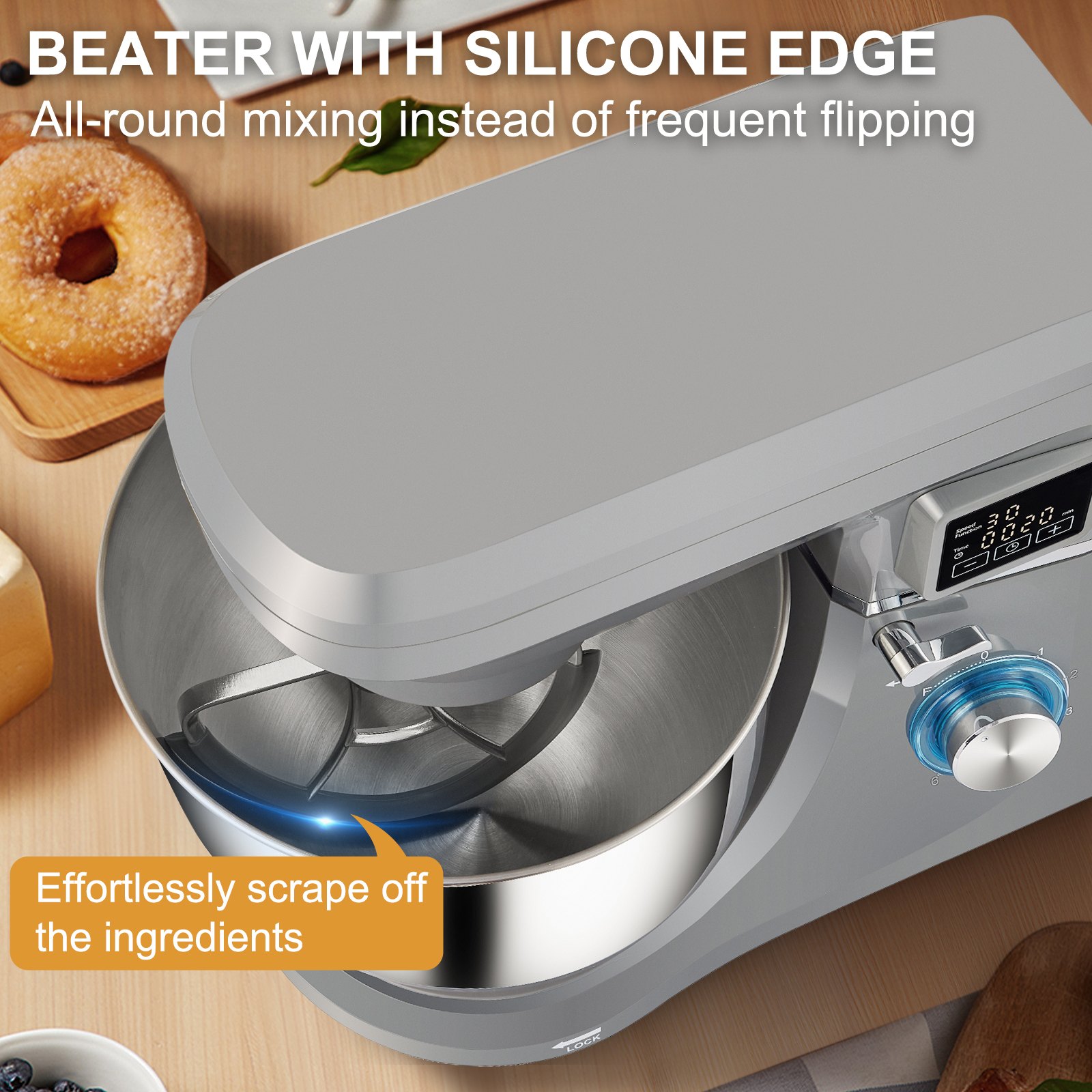450W Stand Mixer 6-Speed Tilt-Head Dough Mixer 7.4 Qt Bowl 3 Attachments 450W Stand Mixer 6-Speed Tilt-Head Dough Mixer 7.4 Qt Bowl 3 Attachments