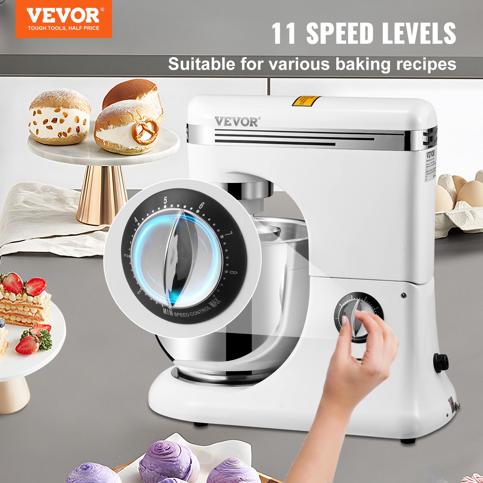 600W Stand Mixer 11-Speed Tilt-Head Dough Mixer 7.4 Qt Bowl 3 Attachments 600W Stand Mixer 11-Speed Tilt-Head Dough Mixer 7.4 Qt Bowl 3 Attachments