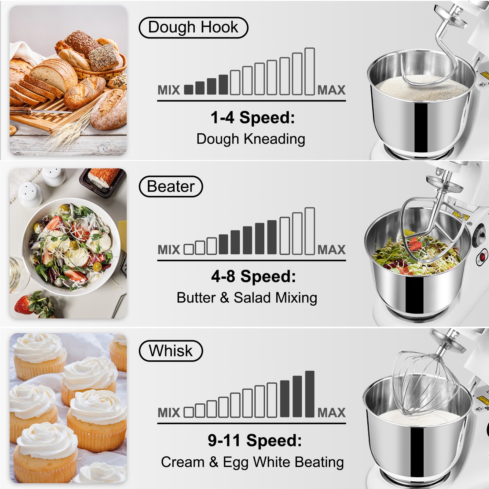 600W Stand Mixer 11-Speed Tilt-Head Dough Mixer 7.4 Qt Bowl 3 Attachments 600W Stand Mixer 11-Speed Tilt-Head Dough Mixer 7.4 Qt Bowl 3 Attachments