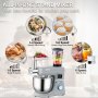VEVOR 5 IN 1 Stand Mixer, 660W Tilt-Head Multifunctional Electric Mixer with 6 Speeds LCD Screen Timing, 7.4 Qt Stainless Bowl, Dough Hook, Flat Beater, Whisk, Scraper, Meat Grinder, Juice Cup - Gray