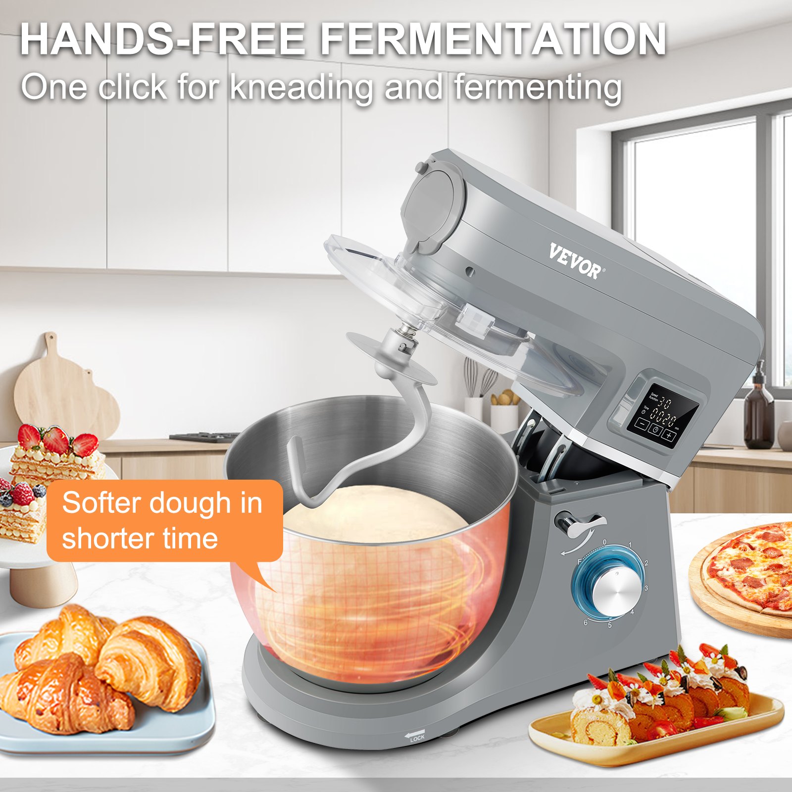 5 IN 1 Stand Mixer, 660W Tilt-Head Multifunctional Electric Mixer with 6 Speeds LCD Screen Timing, 7.4 Qt Stainless Bowl, Dough Hook, Flat Beater, Whisk, Scraper, Meat Grinder, Juice Cup - Gray 5 IN 1 Stand Mixer, 660W Tilt-Head Multifunctional Electric Mixer with 6 Speeds LCD Screen Timing, 7.4 Qt Stainless Bowl, Dough Hook, Flat Beater, Whisk, Scraper, Meat Grinder, Juice Cup - Gray