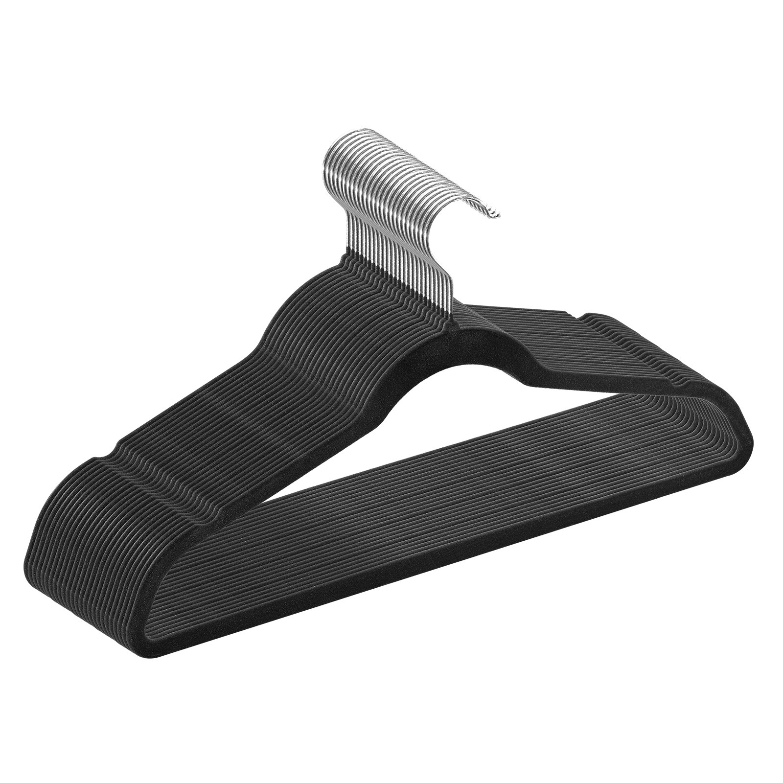 VEVOR Hangers, 11lbs Load-Bearing, 50 Pack Black Velvet Hangers with 360 Degree Swivel Hook & 0.2 in Ultra-Thin Design, Non-Slip Space Saving Hangers, Fit for Silk Garments, Coats, Sweaters & Straps