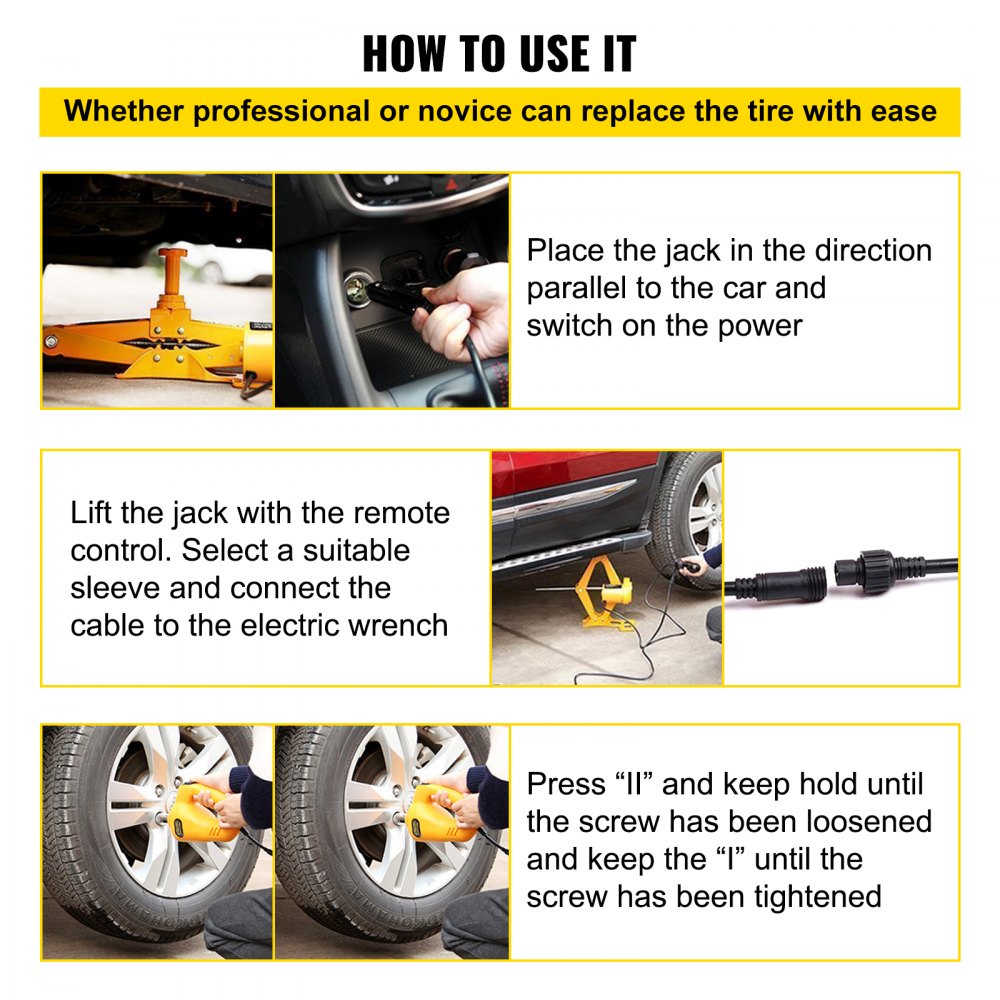 2.5 Ton Automotive Electric Scissor Car Jack Lift 100w Comie Wrench 12v Dc Power