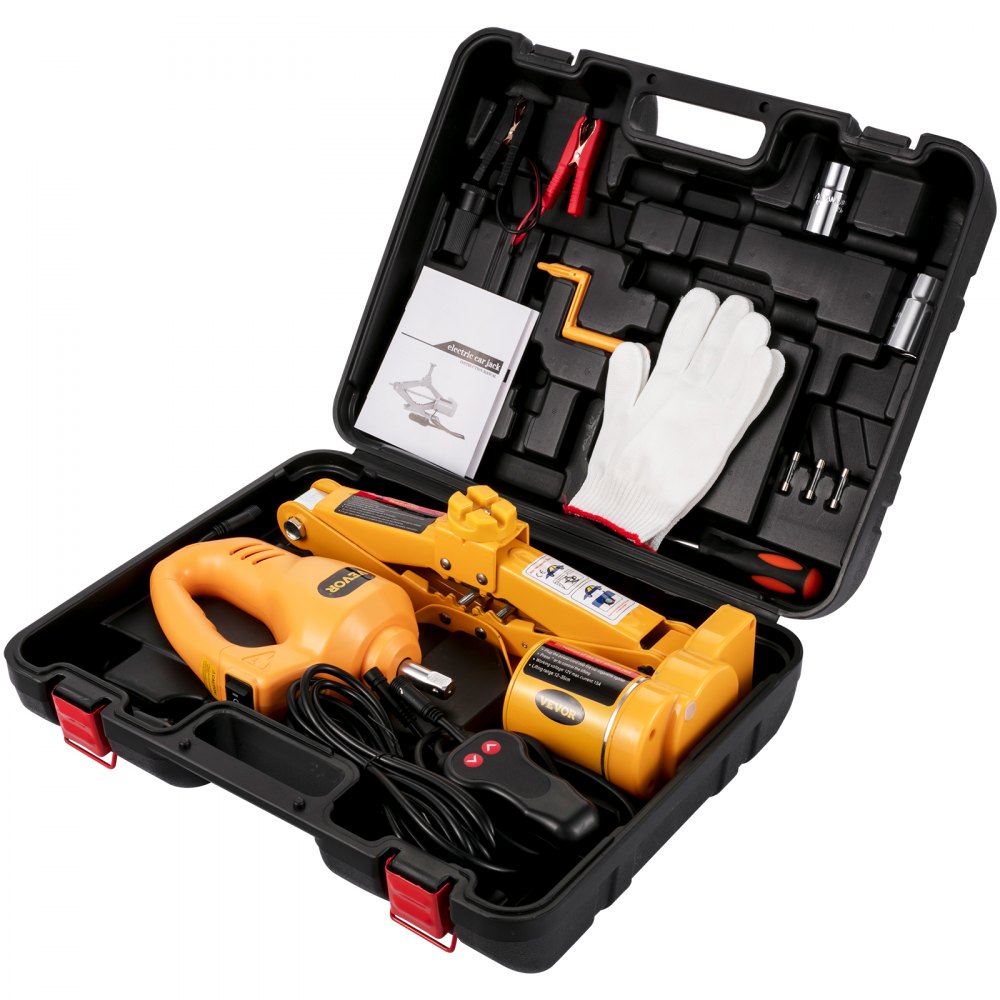 2.5 Ton Automotive Electric Scissor Car Jack Lift 100w Comie Wrench 12v Dc Power