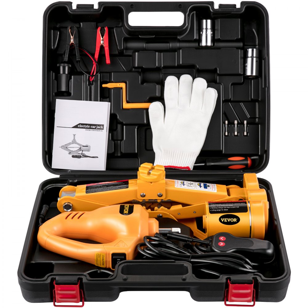 2.5 Ton Automotive Electric Scissor Car Jack Lift 100w Comie Wrench 12v Dc Power