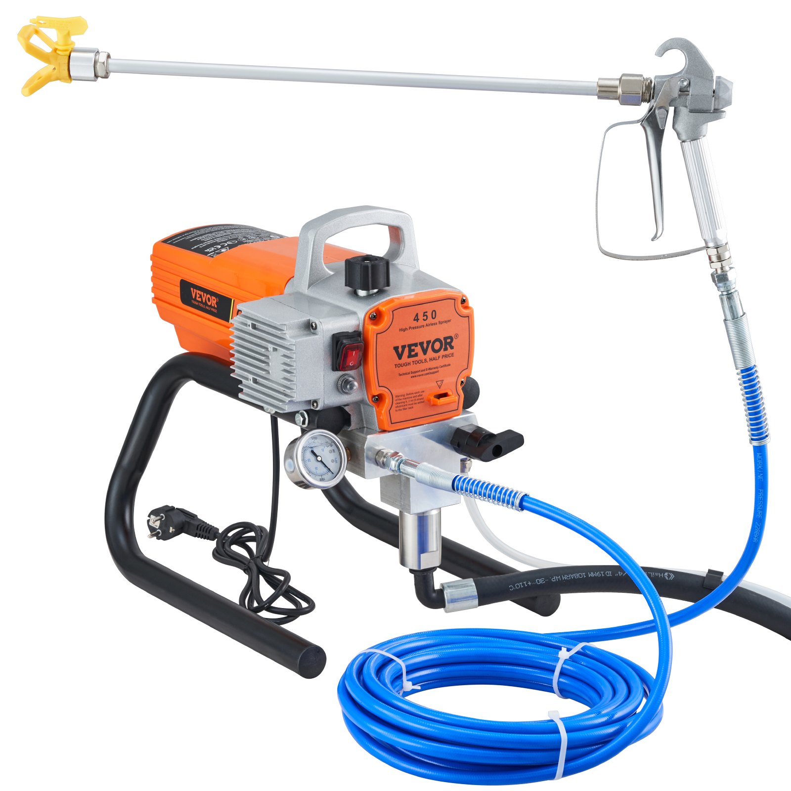 VEVOR Paint Sprayer, 1500W Airless Paint Sprayer, Hose Paint Gun 3000PSI Paint Sprayers For Home for Ships, Bridges, Towers, Poles and Other Large Long-term Industry Metal Structures