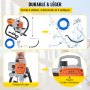 VEVOR Pro Airless Wall Paint Sprayer, 1800W Electric Sprayer Gun Kit, Adjustable Spray Pressure with Pipe for Wall & Ceiling/Wood & Metal Paint