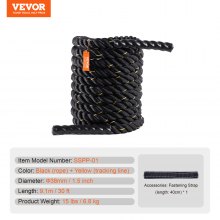 VEVOR Battle Rope 1.5" 30Ft Gym Workout Strength Training Exercise Fitness Rope