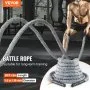 VEVOR Battle Rope, 1.5 Inch Diameter 30Ft Length Polyester Exercise Rope, Battle Exercise Equipment with Protect Sleeve & Anchor, Heavy Weighted Rope for Home Gym Workout Core Strength Training, Gray