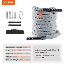 VEVOR Battle Rope 1.5" 30Ft Gym Workout Strength Training Exercise Fitness Rope