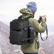 Tactical Backpack 25L Military Backpack with Molle Mode & 3 Compartments,Military Tactical Backpack For Men Molle Daypack 3 Day Bug Out Bag Hiking Rucksack With Bottle Holder