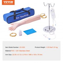 VEVOR Phlebotomy Practice Kit, IV Venipuncture Intravenous Training Kit, High Simulation IV Practice Arm Kit with Carrying Bag, Practice and Perfect IV Skills, for Students Nurses and Professionals