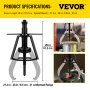 VEVOR Gear Puller 2 Jaw Puller, 12 Ton/26448 LBS Capacity Manual Puller, 21-1/3\"-28\" Spread Reach and 3-1/3\" -12-1/5\" Spread Range, 20\" Overall Length Gear Removal Tools For Slide Gears, Pulleys