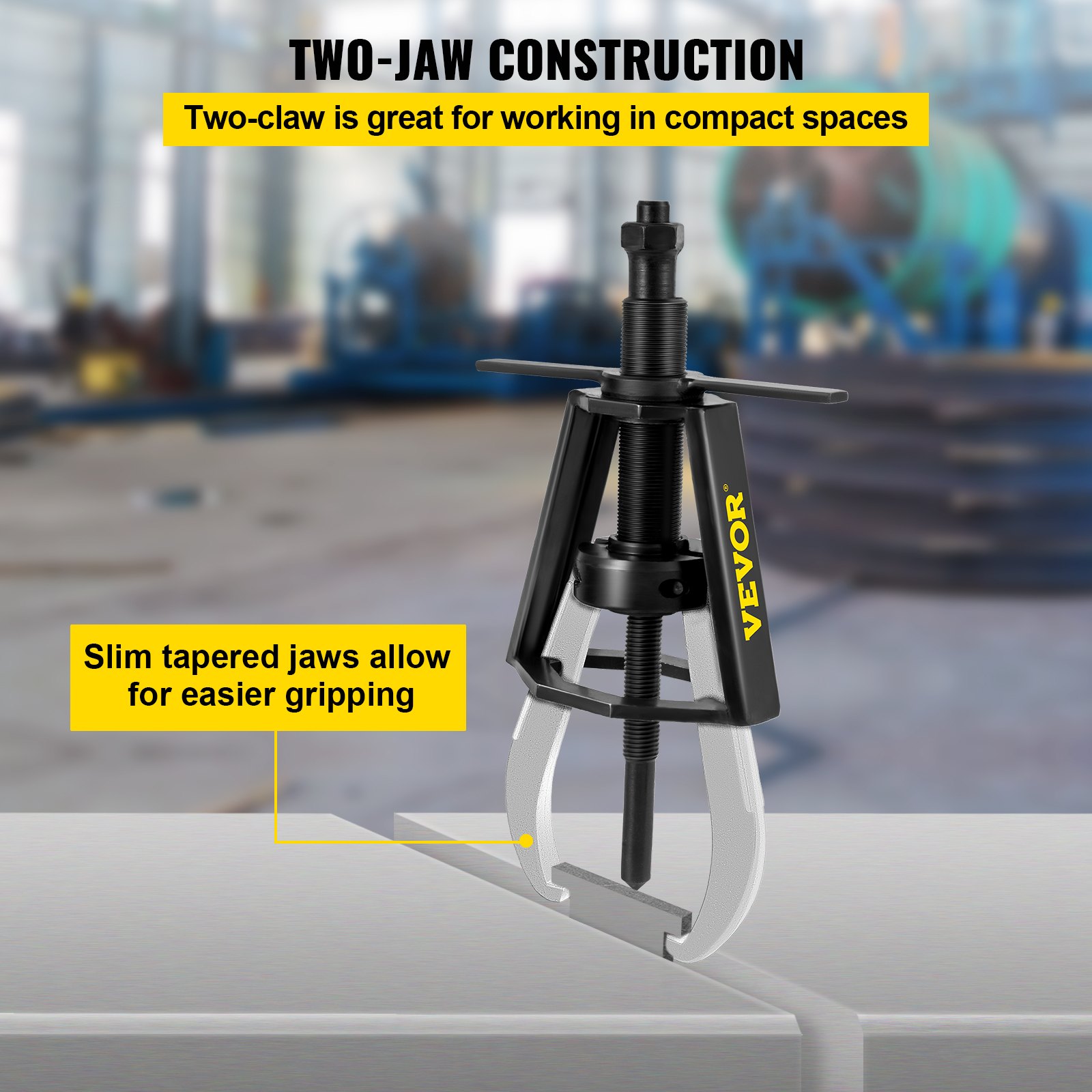 VEVOR Gear Puller 2 Jaw Puller, 14 Ton/30854 LBS Capacity Manual Puller, 21-1/3"-28" Spread Reach and 3-1/3" -12-1/5" Spread Range, 20" Overall Length Gear Removal Tools For Slide Gears, Pulleys