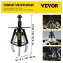 VEVOR 3 Gear Jaw Puller, 17 Ton/37468 LBS Capacity Manual Puller,19\" - 24.5\" Spread Reach and 4.9\" - 12\" Spread Range, 20\" Lead Screw Length Gear Removal Tools for Slide Gears, Pulleys, and Flywh