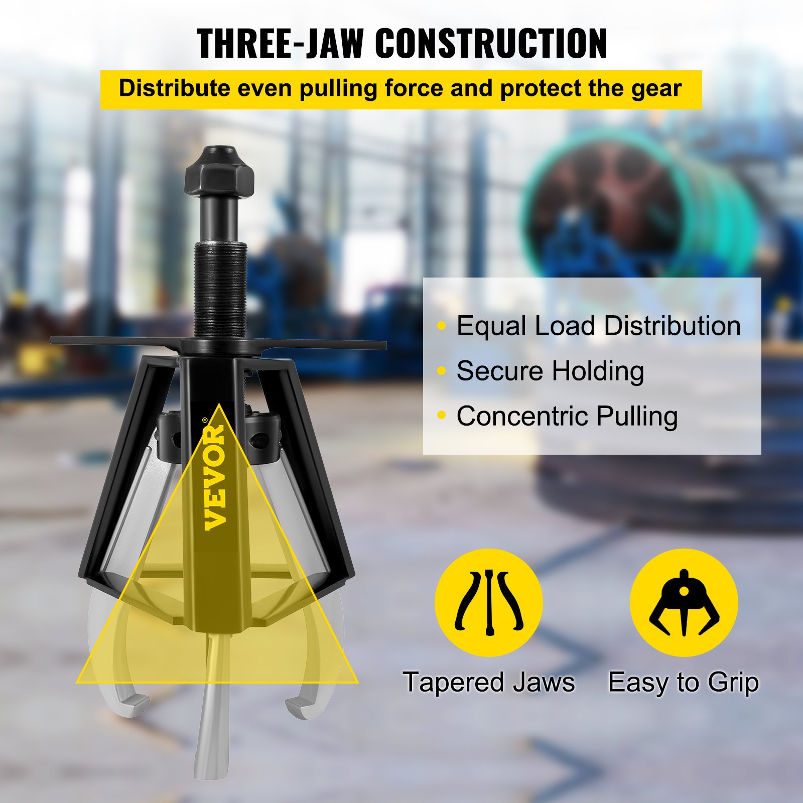 VEVOR 3 Gear Jaw Puller, 17 Ton/37468 LBS Capacity Manual Puller,19" - 24.5" Spread Reach and 4.9" - 12" Spread Range, 20" Lead Screw Length Gear Removal Tools for Slide Gears, Pulleys, and Flywheels