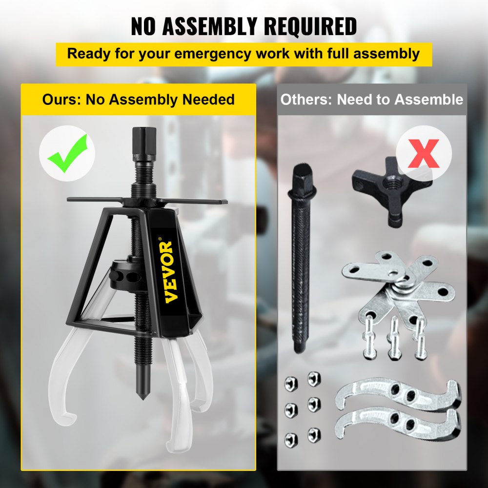 VEVOR 3 Jaw Gear Puller, 1 Ton/2204 LBS Capacity Manual Puller, 13" - 21.6" Spread Reach and 3.9" - 7.9" Spread Range, 11" Lead Screw Length Gear Removal Tools For Slide Gears, Pulleys, and Flywheels