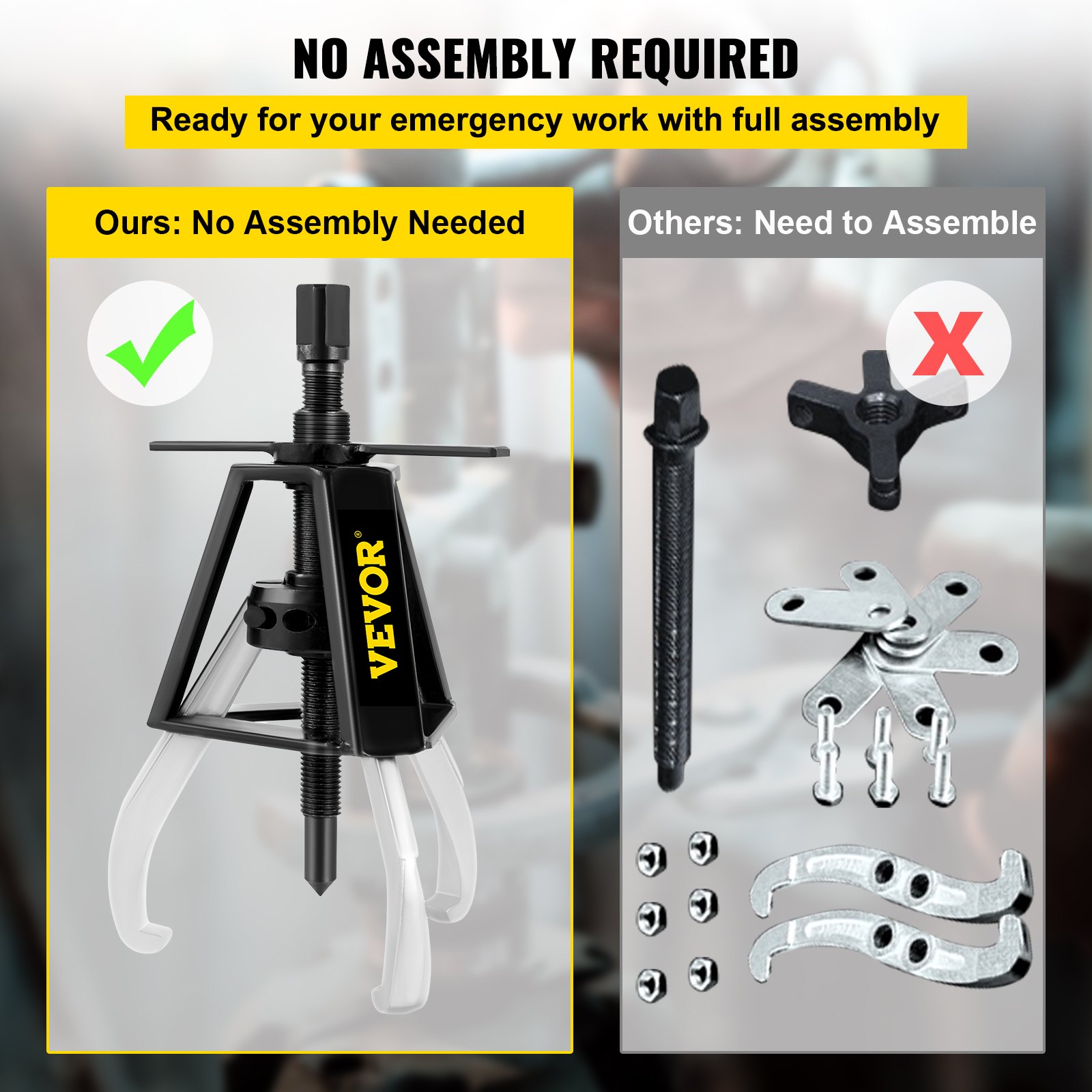 VEVOR 3 Jaw Gear Puller, 1 Ton/2204 LBS Capacity Manual Puller, 13" - 21.6" Spread Reach and 3.9" - 7.9" Spread Range, 11" Lead Screw Length Gear Removal Tools For Slide Gears, Pulleys, and Flywheels