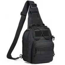 Tactical Sling Bag 10L Military Rover Shoulder Sling Backpack Black,Tactical Bag Backpack for Men, Outdoor Military Rover Shoulder Sling Chest Pack MOLLE system, for Sports, Travel, Hiking, Range (Black)