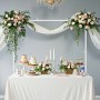 VEVOR Over The Table Rod Stand with Clamps, 13"-42'' Tall & 28"-98" Length Adjustable, Metal Table Arch Stand, Tabletop Balloon Arch Frame for Wedding Birthday Party Christmas Decorations, White