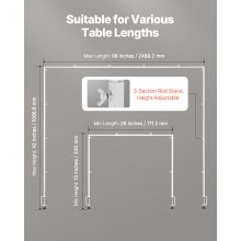 Over The Table Rod Stand with Clamps 28-98 in Length Adjustable Metal Party