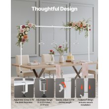 Over The Table Rod Stand with Clamps 28-98 in Length Adjustable Metal Party