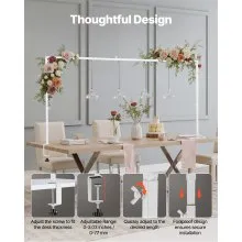VEVOR Over The Table Rod Stand with Clamps 28-98 in Length Adjustable for Party