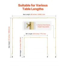 VEVOR Over The Table Rod Stand with Clamp Party Arch Frame 28-98 in L Adjustable