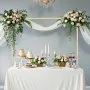 VEVOR Over The Table Rod Stand with Clamps, 13"-42" Tall & 28"-98" Length Adjustable, Metal Table Arch Stand with Rattan, Tabletop Balloon Arch Frame for Wedding Birthday Christmas Decorations, Gold