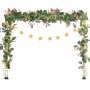 VEVOR Over The Table Rod Stand with Clamps, 13"-42" Tall & 28"-98" Length Adjustable, Metal Table Arch Stand with Rattan, Tabletop Balloon Arch Frame for Wedding Birthday Christmas Decorations, Gold
