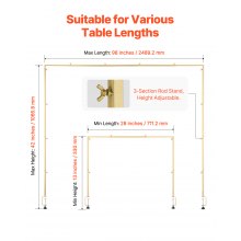 Over The Table Rod Stand with Clamps 28"-98" L Adjustable Table Arch Stand Party