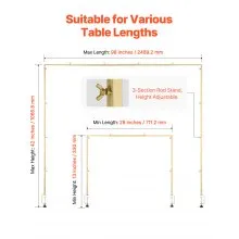 VEVOR Over The Table Rod Stand with Clamps 28"-98" L Adjustable Table Arch Stand