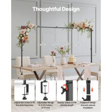 2Pcs Over The Table Rod Stand Metal Arch Frame 28"-98" L Adjustable Clamp Decor