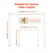 2Pcs Over The Table Rod Stand with Clamp Arch Frame Decor 28"-98" L Adjustable