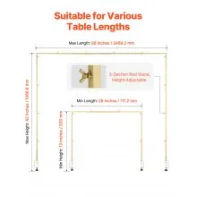 VEVOR 2Pcs Over The Table Rod Stand with Clamp Arch Frame 28-98 in L Adjustable