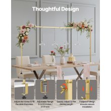 2Pcs Over The Table Rod Stand with Clamp Arch Frame Decor 28"-98" L Adjustable