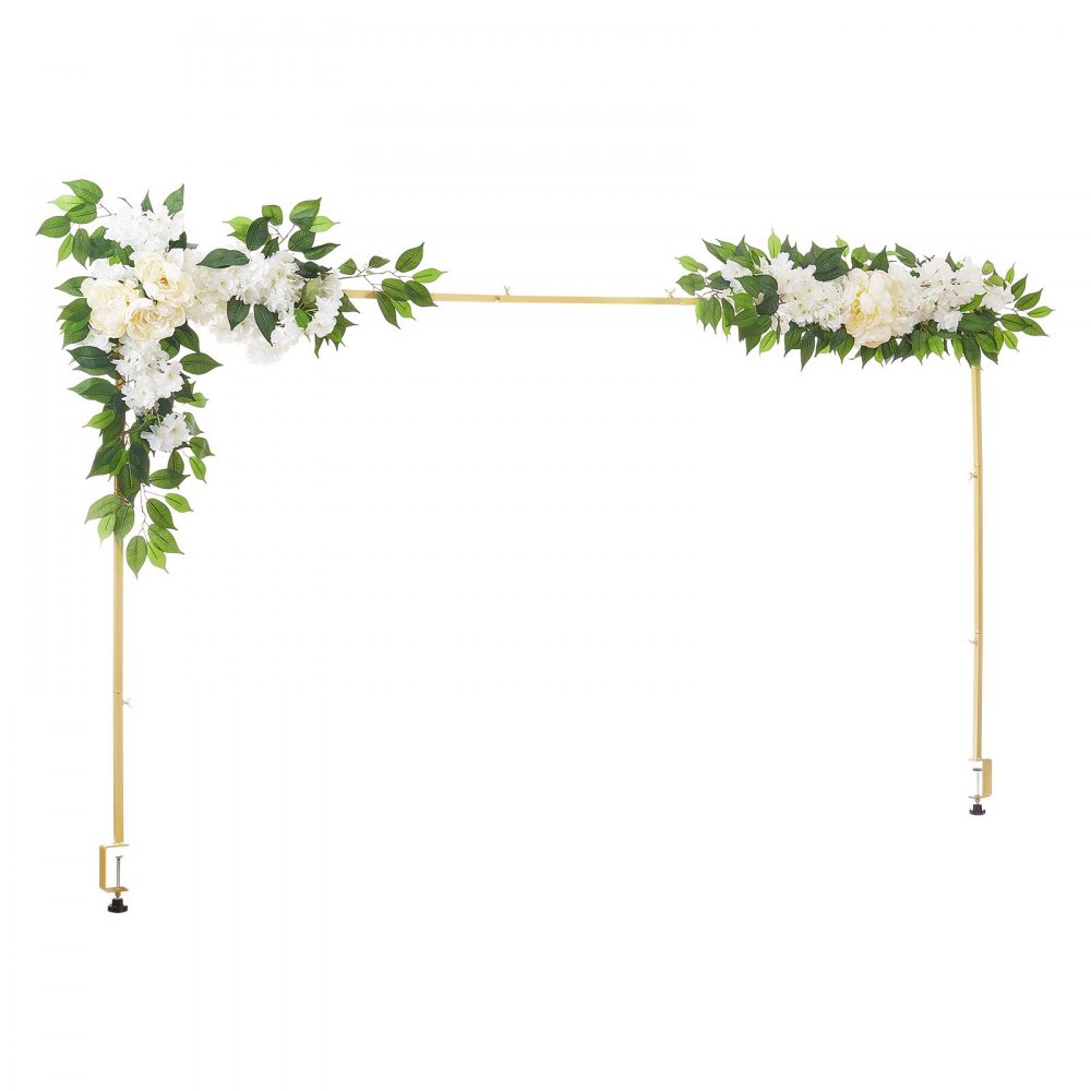 VEVOR Over the Table Rod Stand with Clamps, Adjustable 71-249 cm Length & 33-106 cm Height, Table Arch Stand with Floral Accessories, Gold Balloon Frame for Wedding Birthday Party Christmas Decoration