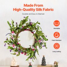 VEVOR Artificial Decorative Wreath 55.88 cm Pink Green with Daisies Year Round