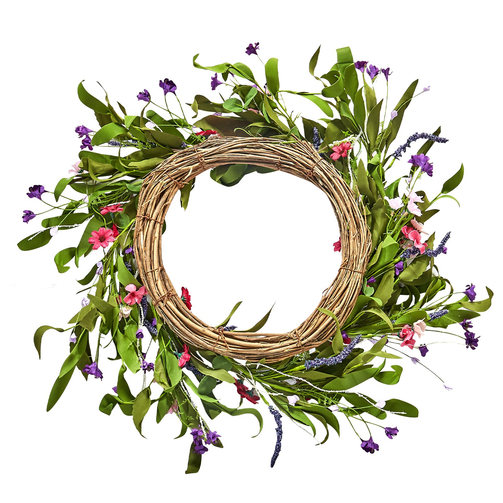 VEVOR Artificial Decorative Wreath, 22 in, Pink Green, Decorated with Daisies, Babysbreath, Buds, Year Round Wreath for All Seasons Indoor and Outdoor Home Wall Window Festival Wedding Decorations
