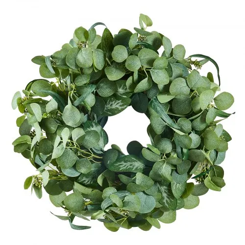 VEVOR Artificial Decorative Wreath, 66.04 cm, Green, Decorated with Eucalyptus Leaves, Berries, Thorny Stems, Year Round Wreath for All Seasons Indoor and Outdoor Home Wall Window Festival Decorations